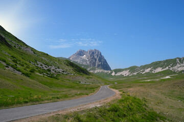 gran sasso d'italia in the center of filed emperor abruzzo