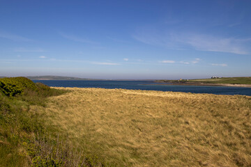 The rural landscape of the Orkney Islands in Scotland, UK