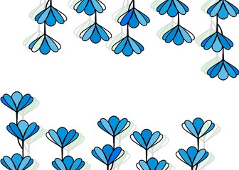 set of flowers and leaves