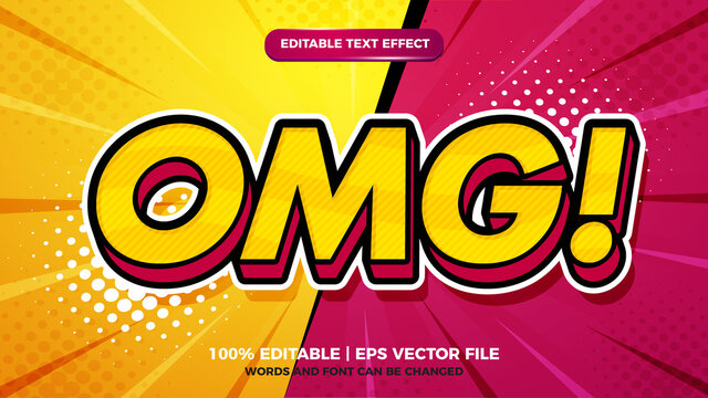 Editable Text Effect - OMG Pop Art  Cartoon Comic Style 3d Template