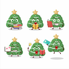 A picture of buttercream christmas cartoon character concept reading an amusing book