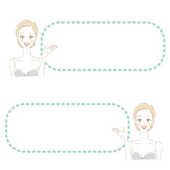 案内する女性　コピースペース