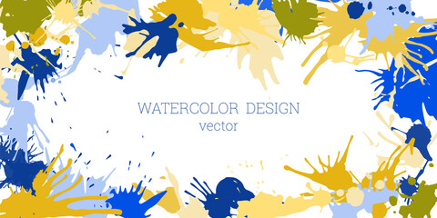 Splashes of paint. Blots. Creative bright watercolor background, banner, cover design. Art design in an abstract style.
