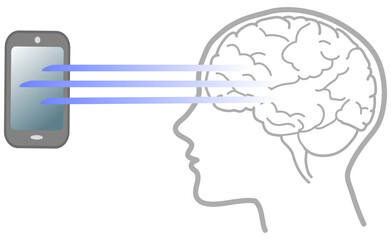 Exposure to mobile phone radiation can have negative effects on brains activity, vector illustration