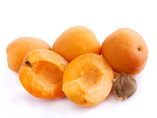 apricots on white background close up