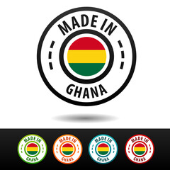 Made in Ghana badges with flag.