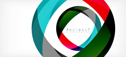 Color circle shapes, minimal geometric background. Trendy dynamic composition. Vector Illustration For Wallpaper, Banner, Background, Landing Page