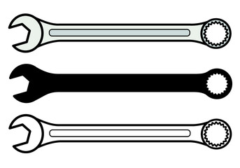 Wrench, locksmith hand tool on white background, vector isolated illustration