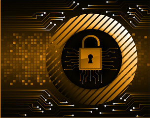 Closed Padlock on digital background, cyber security