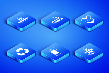 Set Mexican man sombrero, Tequila glass with lemon, Beans, Cigar and Poncho icon. Vector