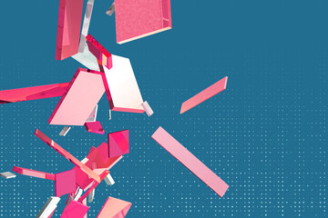 blue background with dots and flow of plates	