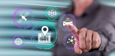 Man touching a gps concept
