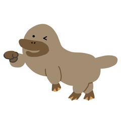 オーストラリアの動物　ウインクするカモノハシのベクターイラスト