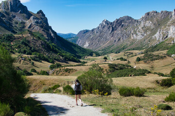 Fototapeta na wymiar Camino del Valle del Lago, Somiedo, Asturias, España, Spain