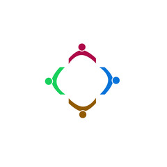 COLORFUL COWORKING PEOPLE, UNION, AGENCY, PEOPLE TEAM SIGN, SYMBOL, LOGO ISOLATED ON WHITE