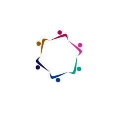 Colorful People Together Sign, Symbol, Logo isolated on White