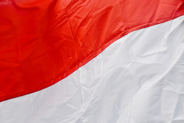 Indonesian Flag,Red and White color,( Bendera Merah Putih),Indonesian independence day, against sky.