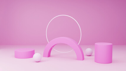 3D Mock up scene for product display presentation, abstract composition background, pink color theme