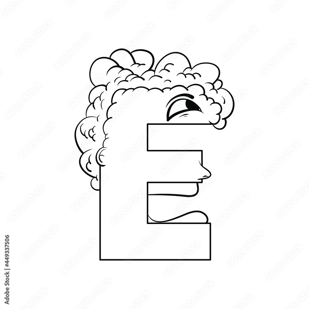 Fototapete outline sketch alphabet character e. handraw sketch alphabet.