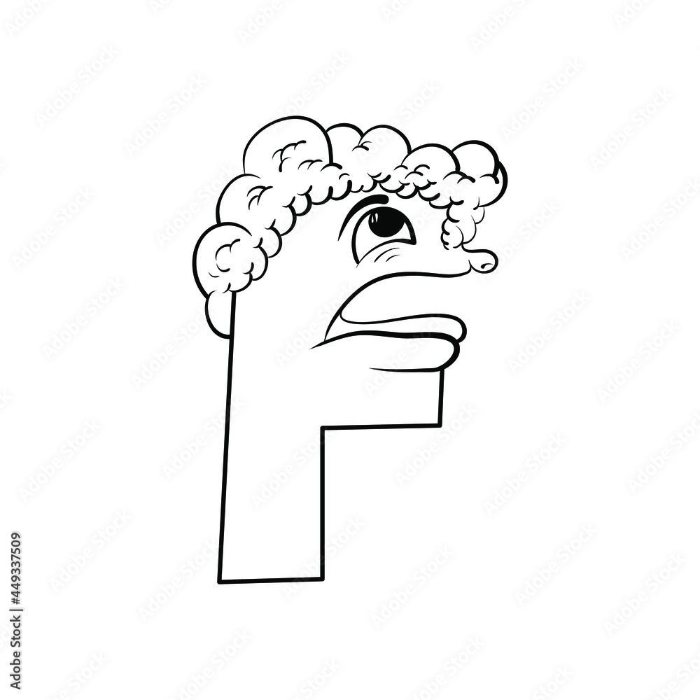 Fototapete outline sketch alphabet character f. handraw sketch alphabet.