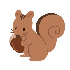 どんぐりを持ったリス