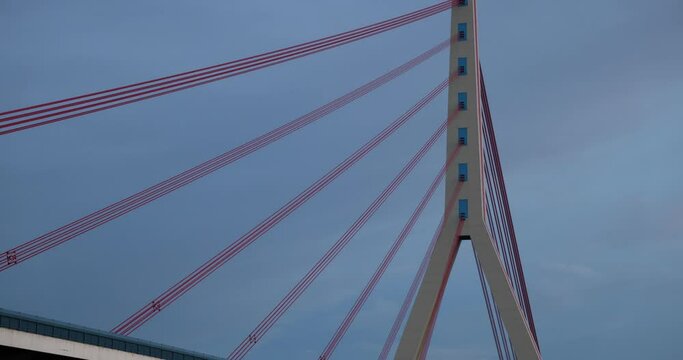 A Flehe bridge under a cloudy sky in Dusseldorf, Germany