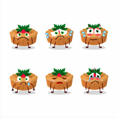 Pie christmas cartoon character with sad expression