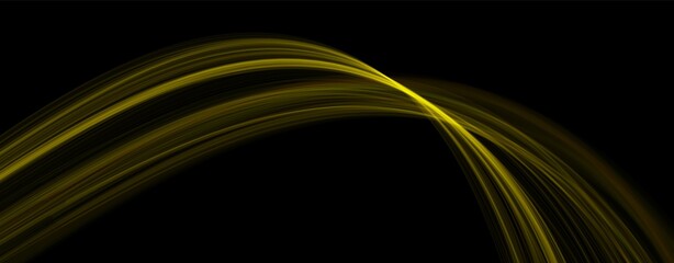 Golden abstract wave. Magic line design. Flow curve motion element. Neon gradient wavy illiustration.