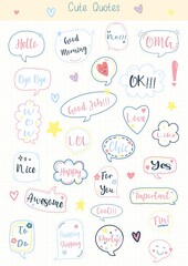 Cute quotes sticker set for planner or decoration