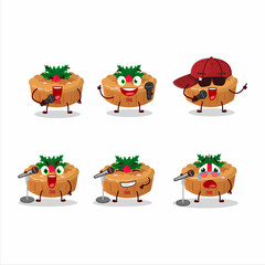 A Cute Cartoon design concept of pie christmas singing a famous song