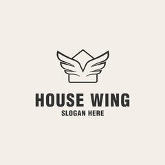 House wing logo template on monogram style
