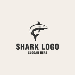 Shark logo template on monogram style