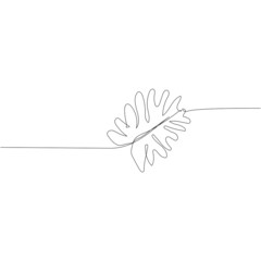 Sword fern lying in continuous line drawing. Minimalistic art. Vector illustration.