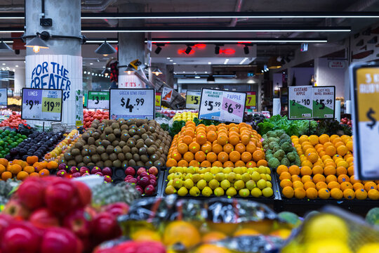 Fruit and vegetables in a supermarket