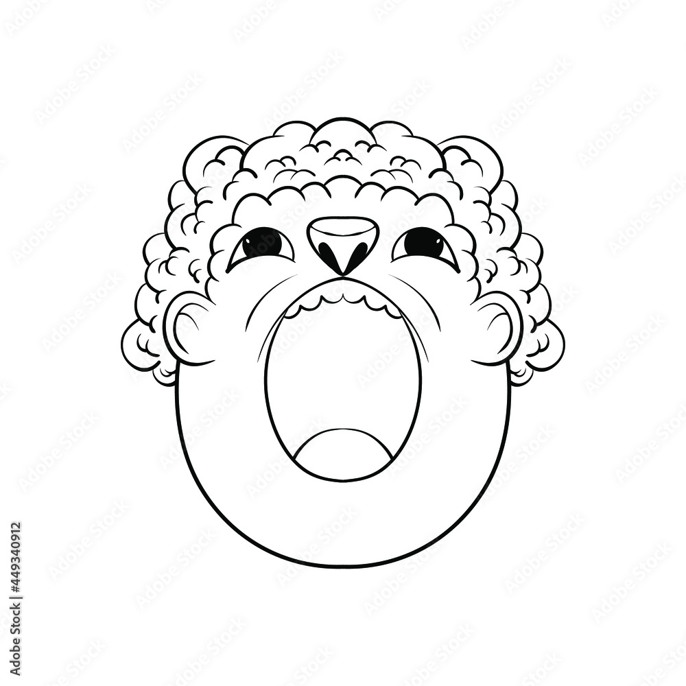 Fototapete outline sketch alphabet character o. handraw sketch alphabet.