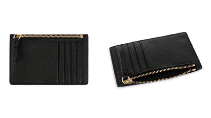 Black Business Leather Card Holder. Front and side views