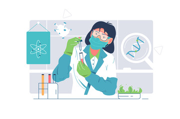 Professional scientist do biological research