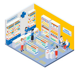 Isometric Pharmacy Interior