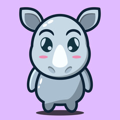 vector illustration of cute rhino