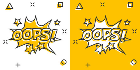 Vector cartoon oops comic sound effects icon in comic style. Sound bubble speech sign illustration pictogram. Oops business splash effect concept.