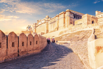 Fototapeta premium Amber Fort of Jaipur, famous tourist attraction, Rajasthan, India
