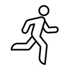 Run illustration vector line icon - Running stick man linear symbol isolated on white background