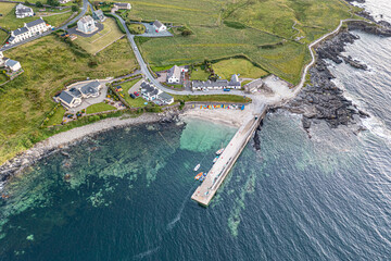 Aerial view of Portnoo harbour in County Donegal, Ireland