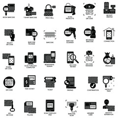 Black and white Barcode and QR Code  colour Thin Line and Pixel Perfect Icons