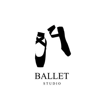 vector sport ballet shoes icon logo in black and white design illustration