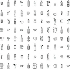 Outline Beverages with alcohol bottles colour collection icon vector set