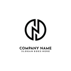 Initial Monogram Letter N Circular logo design 