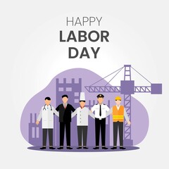 illustration of labor day with various profession
