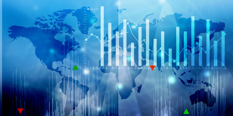 2d rendering Stock market online business concept. business Graph 
