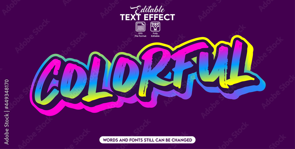 Canvas Prints editable text effect colorful